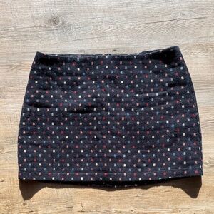 Stylish Navy Wool blend Mini Skirt with Red and White Accents